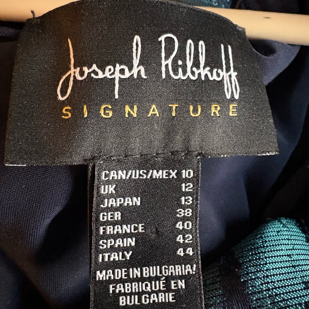 Joseph Ribkoff Asymmetrical Dress in Blue and Green - Picture 7 of 8